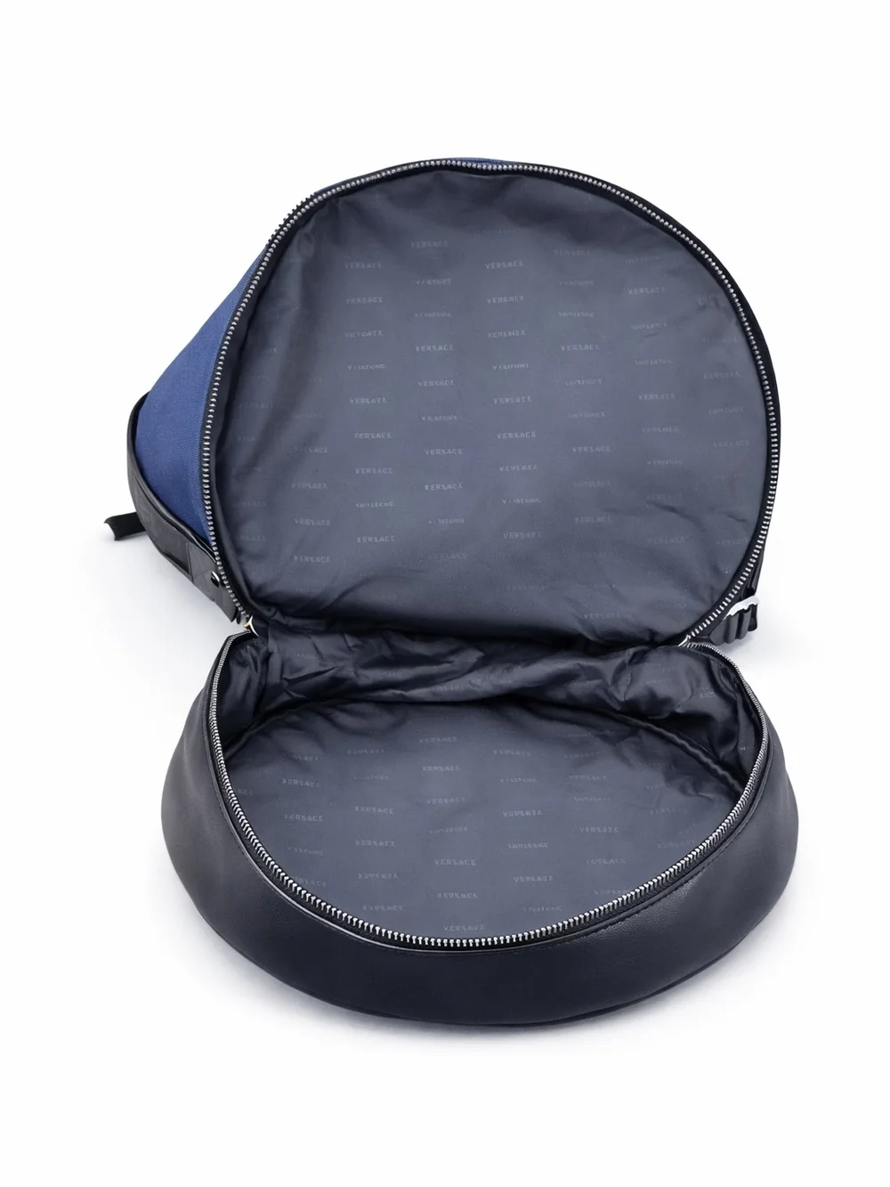 Versace Blue and Black Canvas & Leather Drawstring Backpack